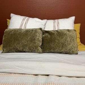 Elegant Olive and black‎ rectangular piping Throw Pillow Set of 2 small handmade
